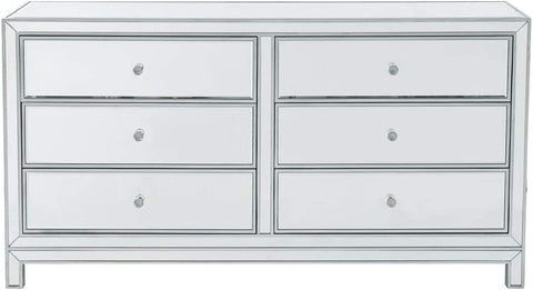 Elegant Decor Dresser 6 Drawers 60in. W x 18in. D x 32in. H in Antique Silver Paint