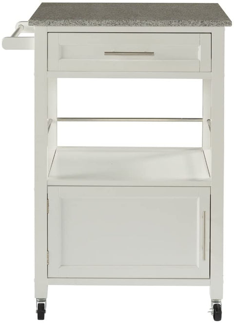 Oakestry White Storage Cart On Wheels With Granite Top. Great For Small Kitchens!!