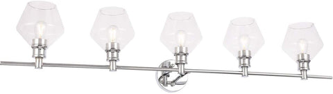Oakestry Gene 5 Light Chrome and Clear Glass Wall Sconce