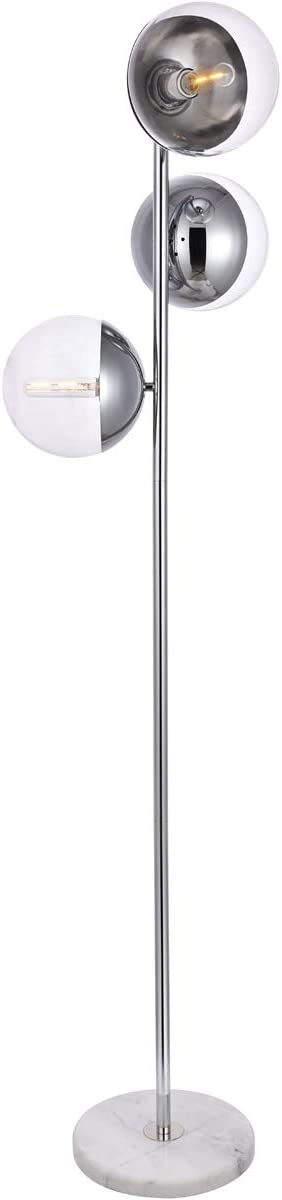 Living District Eclipse 3 Lights Chrome Floor Lamp with Clear Glass