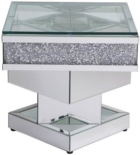 Oakestry 24 in. Crystal Mirrored end Table