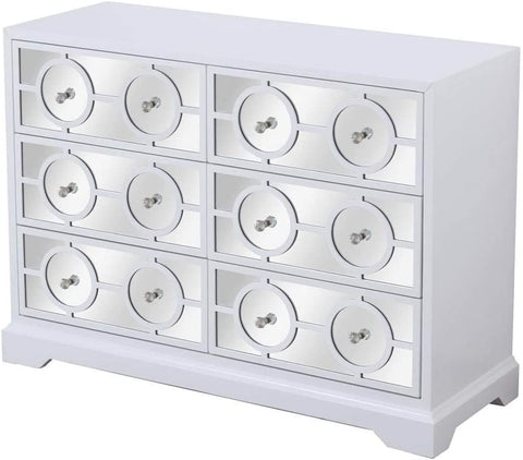 Elegant Decor 48 in. Mirrored six Drawer Cabinet in White
