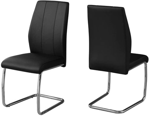 Oakestry I 2 Piece Dining CHAIR-2PCS/ 39&#34; Leather-Look/Chrome, 17.25&#34;L x 20.25&#34;D x 38.75&#34;H, Black