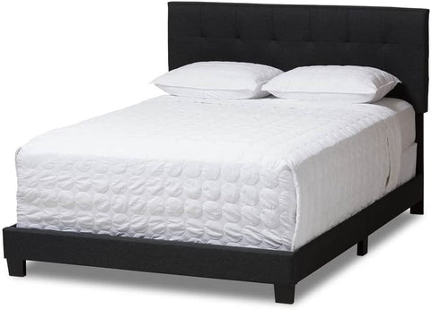 Oakestry Brookfield Modern and Contemporary Charcoal Grey Fabric Queen Size Bed