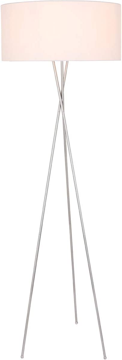 Living District Cason 1 Light Silver and White Shade Floor lamp