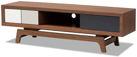 Baxton Studio Svante Mid-Century Modern Multicolor Finished Wood 3-Drawer TV Stand