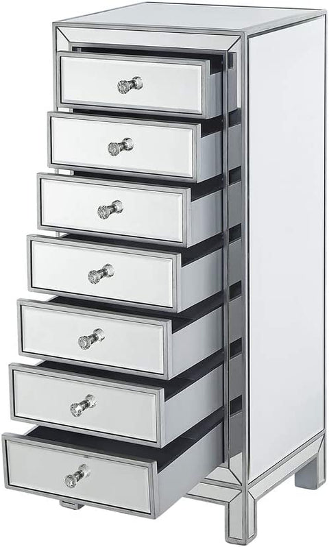 Elegant Decor Lingerie Chest 7 Drawers 18in. W x 15in. D x 42in. H in Antique Silver Paint