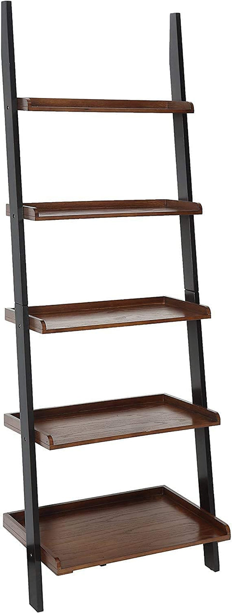 Oakestry French Country Bookshelf Ladder, Dark Walnut / Black