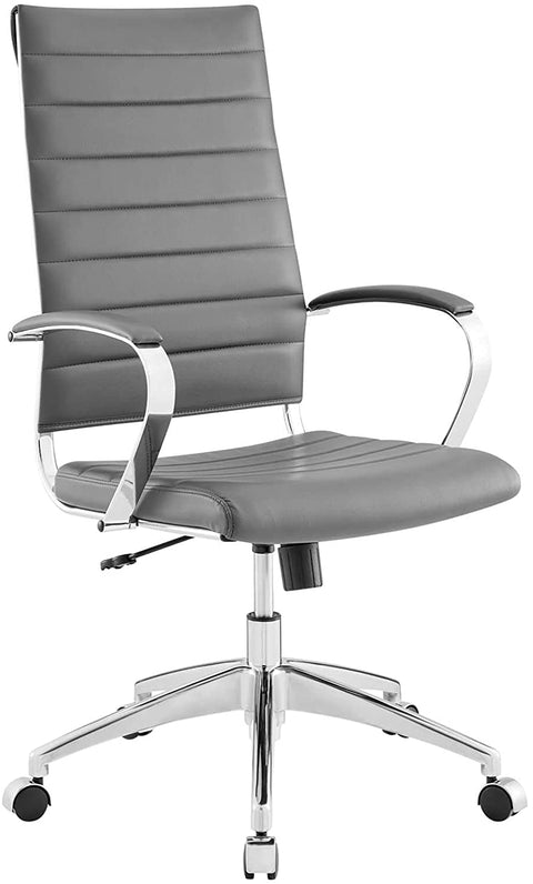 Oakestry Jive Ribbed High Back Tall Executive Swivel Office Chair With Arms In Gray