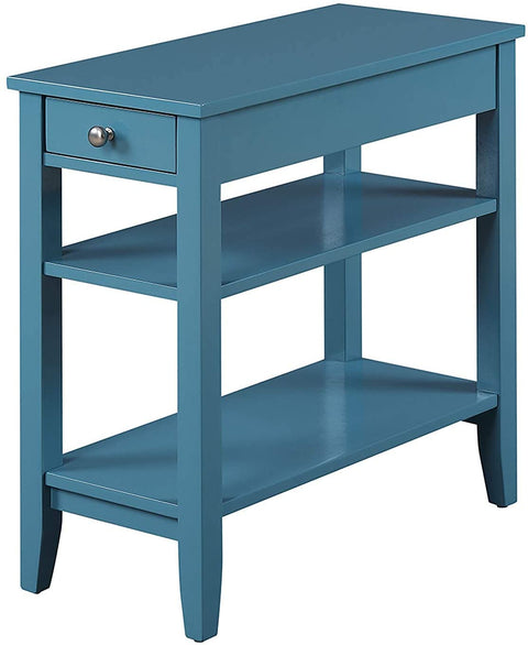 Oakestry American Heritage 1 Drawer Chairside End Table with Shelves, Blue