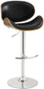 Oakestry Naples Swivel Barstool in Black Faux Leather, Walnut Wood and Chrome Finish