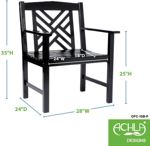 Oakestry 125-8004 Fretwork Armchair, Black Finish Chair, 2-ft