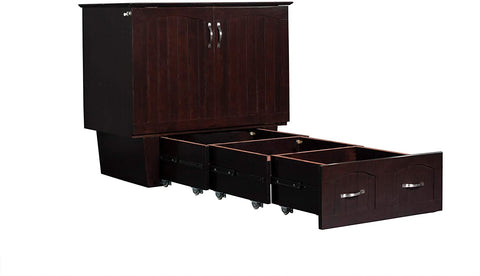 Oakestry Nantucket Murphy Bed Chest with Charging Station &amp; Mattress, Twin, Espresso