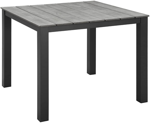 Oakestry Maine Aluminum Outdoor Patio 63&#34; Dining Table in White Light Gray