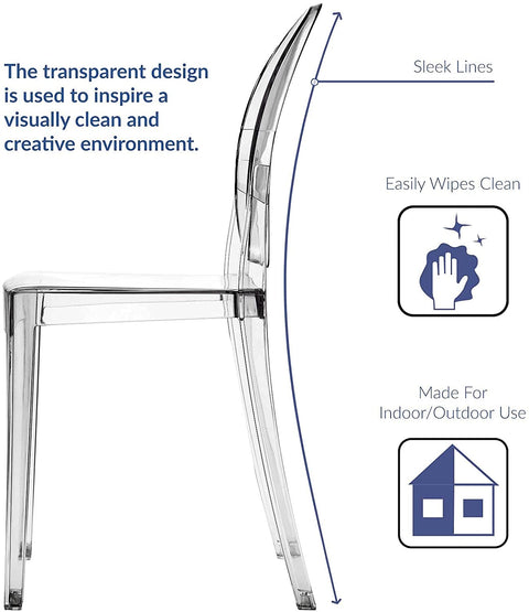 Oakestry Casper Modern Acrylic Stacking Two Dining Side Chairs in Clear