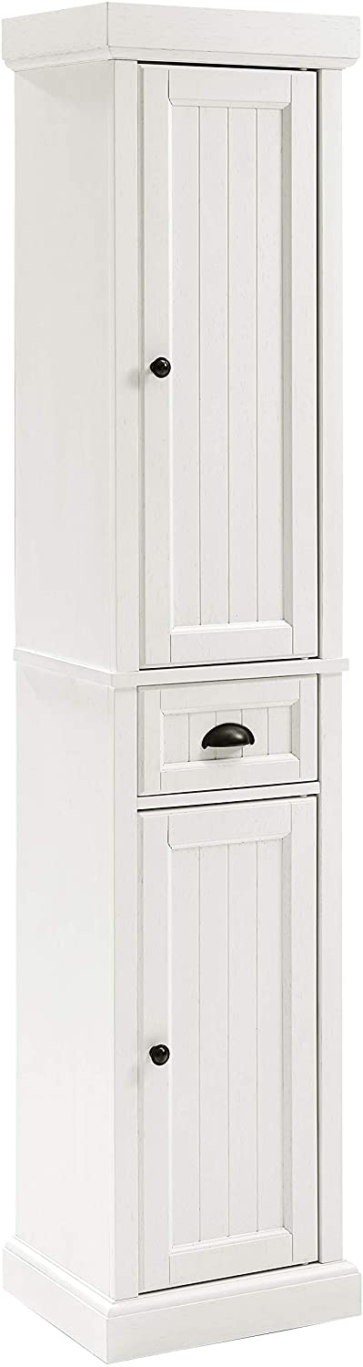 Oakestry Seaside Tall Linen Cabinet, Distressed White