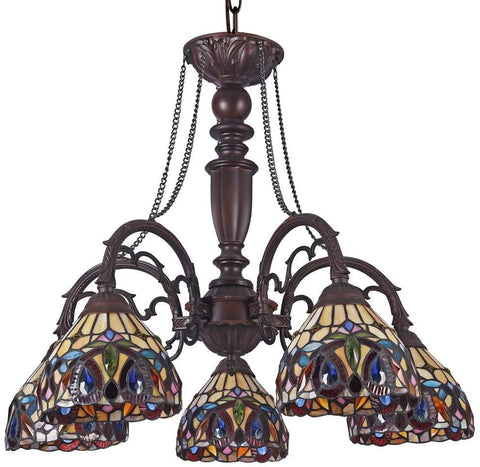 Oakestry Serenity Tiffany-Style 5 Light Victorian Large Chandelier 27&#34; Wide