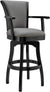 Oakestry Raleigh 26&#34; Counter Height Swivel Grey Faux Leather and Black Wood Arm Bar Stool