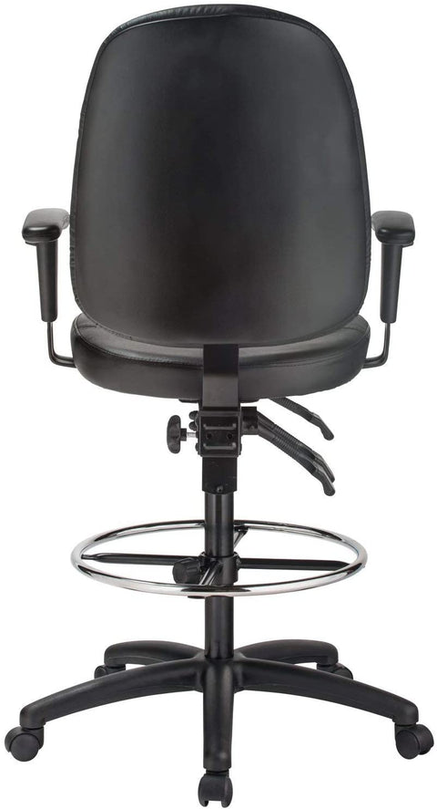 Oakestry Extra Tall Ergonomic Drafting Chair - Black Leather