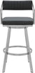 Oakestry Capri 26&#34; Counter Height Swivel Barstool with Brushed Stainless Steel Finish and Slate Grey Faux Leather