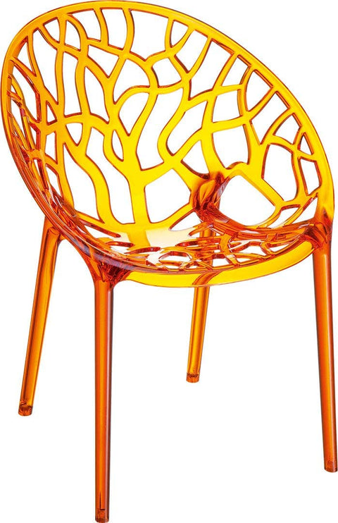 Oakestry Crystal Polycarbonate Patio Dining Chair in Orange (Set of 2)