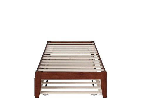 Oakestry Colorado Bed with USB Turbo Charger and Twin Trundle, Walnut