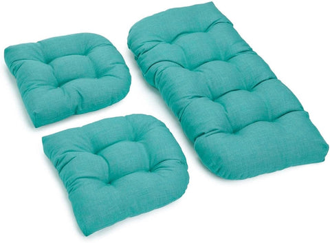 Oakestry 3-Piece Solid-Color Settee Replacement Cushion Set Sea Blue