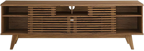 Oakestry Render 71&#34; Mid-Century Modern Low Profile Media Console TV Stand, 71 Inch, Walnut