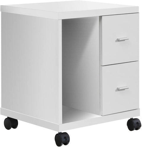 Oakestry White Hollow-Core 2 Drawer Computer Stand on Castors