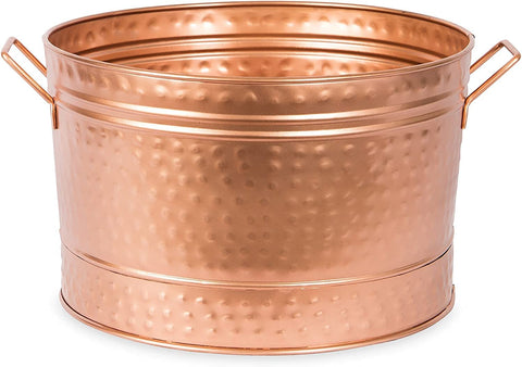 Oakestry round copper plated tub for farmhouse decor wine chiller beer bucket