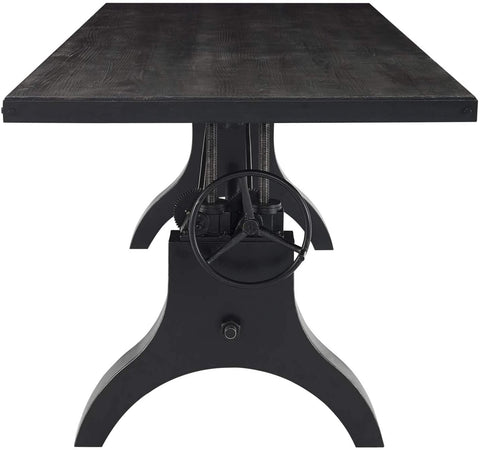 Oakestry 96&#34; Crank Height Adjustable Rectangle Conference Dining Table, Black