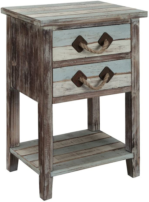 Oakestry Imports Islander Two Drawer Accent Table, Multi-Color, 18&#34; W x 13&#34; D x 26&#34; H