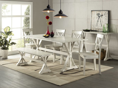 Boraam 77401 Jamestown Dining Set, Table, Bench Plus 4 Chairs - 6 Piece
