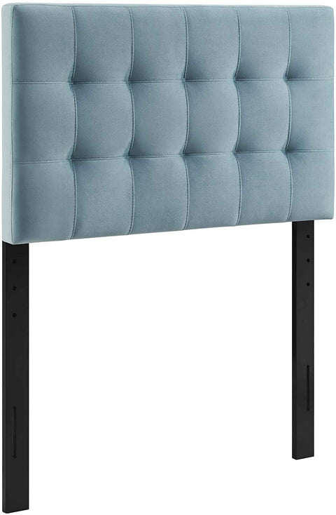 Oakestry Lily Biscuit Tufted Twin Performance Velvet Headboard, Light Blue