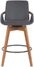 Oakestry Baylor Swivel Wood Bar or Counter Height Stool in Faux Leather, Grey/Walnut, 26&#34; Counter Height