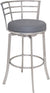 Oakestry Viper 26&#34; Counter Height Swivel Barstool in Grey Faux Leather and Brushed Stainless Steel Finish