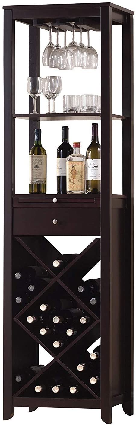 Oakestry AC-12244 Wine Cabinet, 18.74&#34;L x 14.8&#34;W x 68.7&#34;H, Wenge