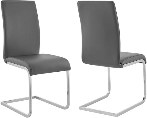 Oakestry Amanda Dining Grey faux leather with Chrome finish Kitchen &amp; Dining Chair - Set of 2, Height