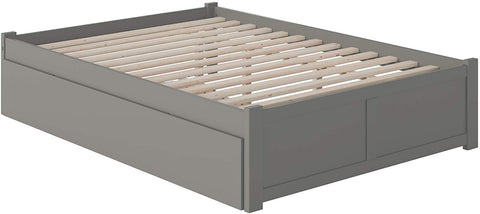 Oakestry Concord Platform Bed with Twin Size Urban Trundle, Full, in Grey