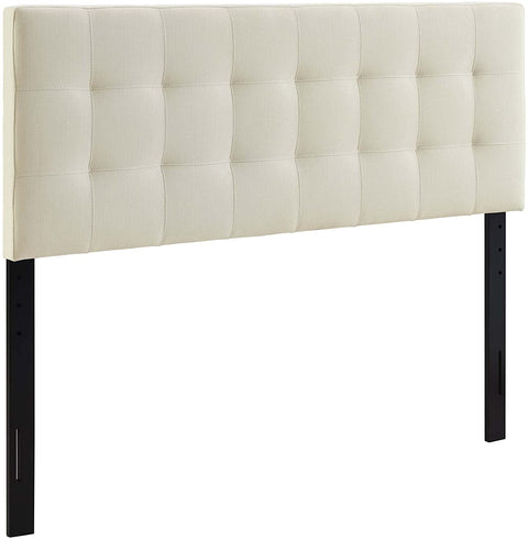 Oakestry Lily Tufted Linen Fabric Upholstered Full Headboard in Ivory