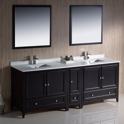 Oakestry Bath FVN20-361236ES Oxford 84&#34; Double Sink Vanity with Side Cabinet, Espresso
