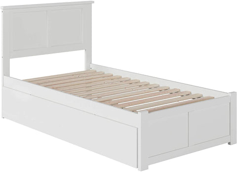 Oakestry Madison Platform Bed with Twin Size Urban Trundle, Twin, White