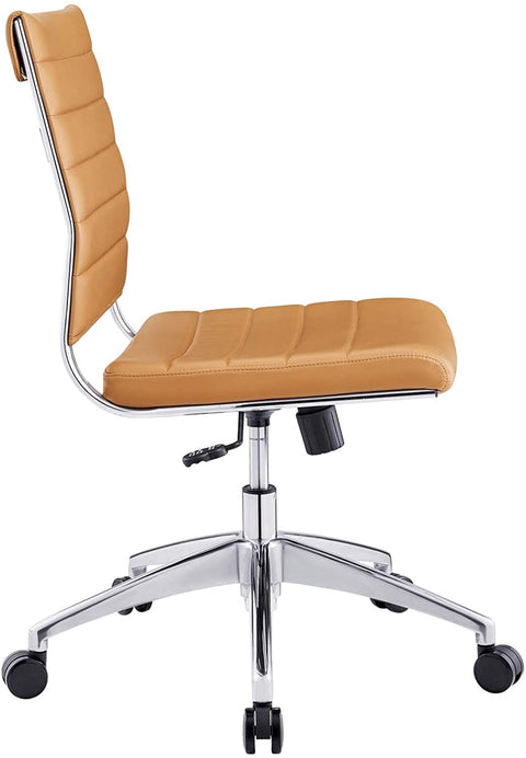 Oakestry Jive Ribbed Armless Mid Back Swivel Conference Chair In Tan