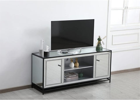 Elegant Decor James 60 in. Mirrored tv Stand in Black