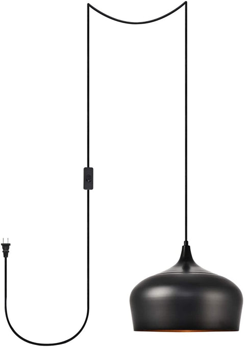 Oakestry Nora 1 Light Black Plug-in Pendant