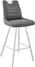 Oakestry Arizona 26&#34; Counter Height Bar Stool in Charcoal Faux Leather and Brushed Stainless Steel Finish