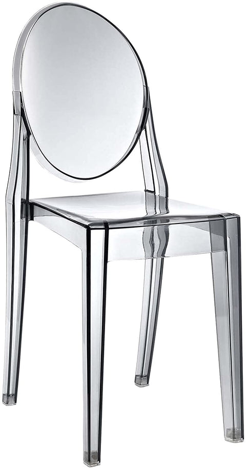 Oakestry Casper Modern Acrylic Stacking Kitchen and Dining Room Chair in Smoke - Fully Assembled