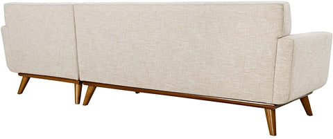 Oakestry Engage Mid-Century Modern Upholstered Fabric Right-Facing Sectional Sofa in Beige
