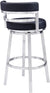Oakestry Madrid Contemporary 26&#34; Counter Height Barstool in Brushed Stainless Steel Finish and Black Faux Leather