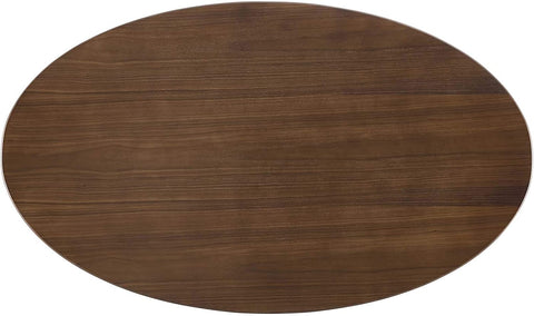 Oakestry Lippa 60&#34; Oval-Shaped Mid-Century Modern Dining Table with Walnut Top and Black Base